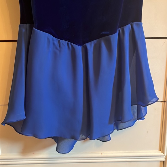 Royal Blue Figure Skating Dress with Tiny, Multi-Color Crystal Accents - Picture 4 of 5